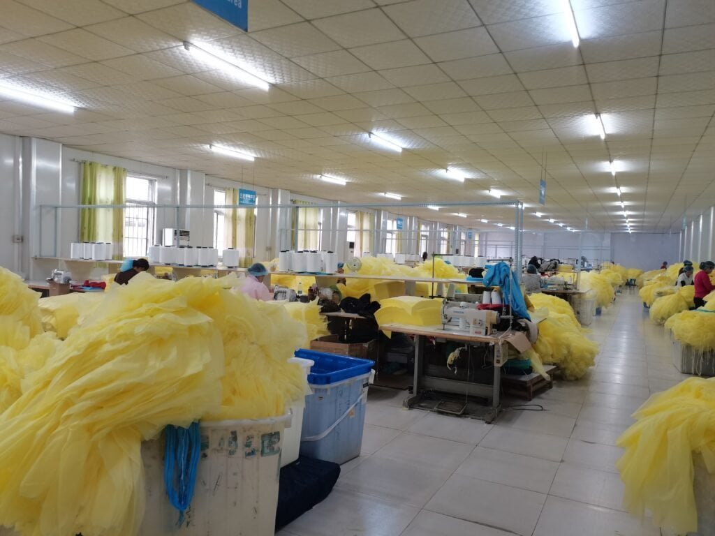 Face mask production line with automated machinery