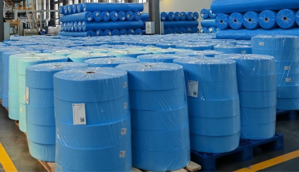 Face mask production line with automated machinery