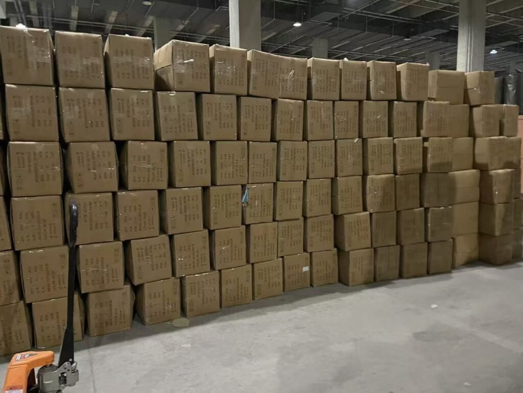 Face mask production line with automated machinery